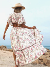 Spell & The Gypsy ~ Maisie Bambi Gown Dress Strawberries / Cream XS AU 6 8 Flaw