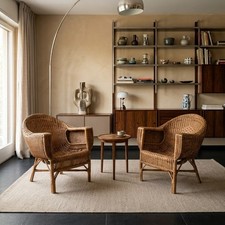 Coppia Poltrone Vintage Vimini Bambù Design Italia Anni 50-60 Originali