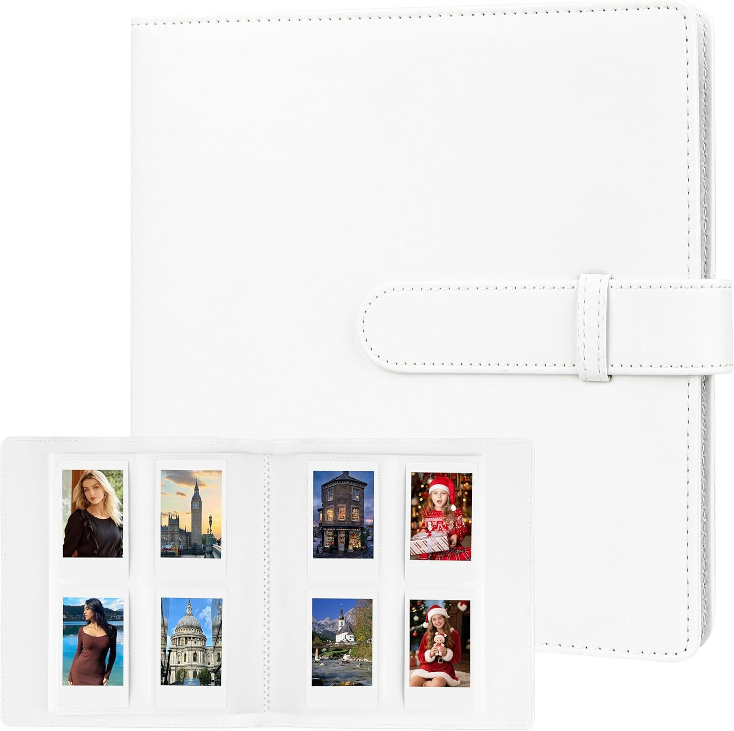 Álbum Fotos 256 Bolsillos Mini Cámara Polaroid Cubierta Cuero Organizador Premium
