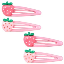 Strawberry Hair Clips, Mabor 4Pcs Snap Pink Clips Barrettes 