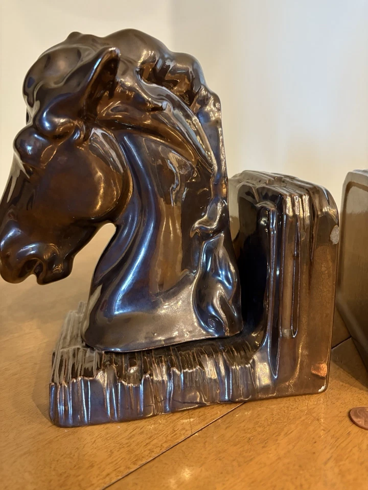 Sujetalibros Cabeza de Caballo Cerámica De Colección 1983 Molde Holanda Bonze Horno Metálico Esmaltado Foto 2 de 4