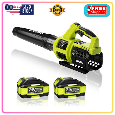 EWORK 21V Cordless Leaf Blower, 550 CFM, 2×3.0Ah Batteries & Fast Charger