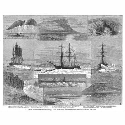 Leigh Smith's Yacht Exploring Franz Joseph Archipelago - Antique Print 1880