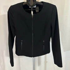 Calvin Klein Black Zip Blazer/Jacket Women’s Size 12 Pit To Pit 18” Length 22”