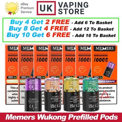 Memers Wukong V10000 Spare Vape Pods | 20mg | 10000K | 15 Flavour | 10K |  Memers