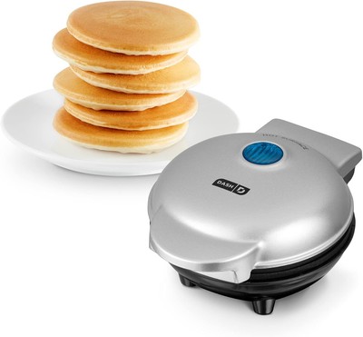 DASH Mini Maker Electric Round Griddle for Individual Pancakes, Silver 