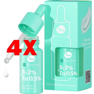 4 x 7DAYS Gesichtsserum Oil Control mit B3 und Zink 20 Milliliter
