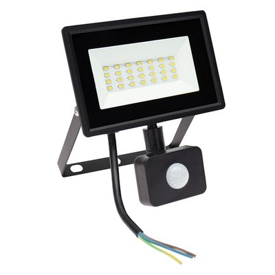 Spectrum LED Fluter Schwarz IP44 20W 2050lm Tageslichtweiß 6000K Bewegungsmelder