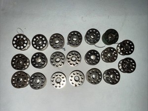 Lot of 25 VTG Metal 1 Hole & 10 Hole Sewing Machine Bobbins