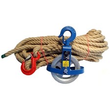 Bauseilrolle inkl. 20m Seil Seilzug Aufzug Seilrolle Baurolle Hubzug Flaschenzug