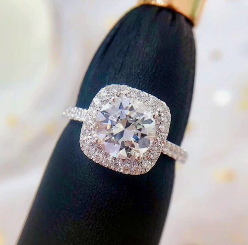 925 Sterling Silver Crystal Square Stone Adjustable Ring Women Jewellery Gift UK