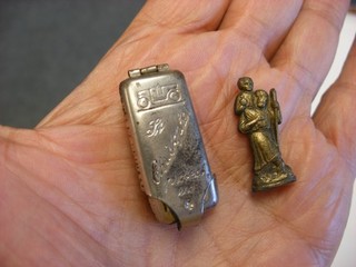 Vintage WWII Era ST. CHRISTOPHER German Metal Pocket Shrine Army Jeep Graphics