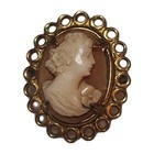 Vintage Cameo Collar Brooch Pin Gold Tone Beautiful Mini Cameo .75 — photo 1
