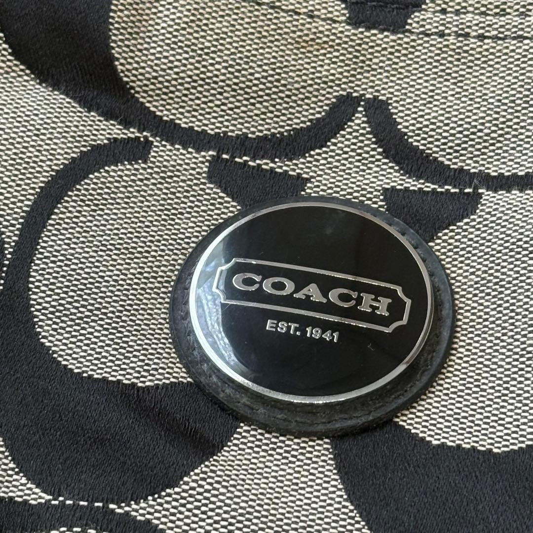COACH Signature One Shoulder Bag Black Gray Canvas Leather