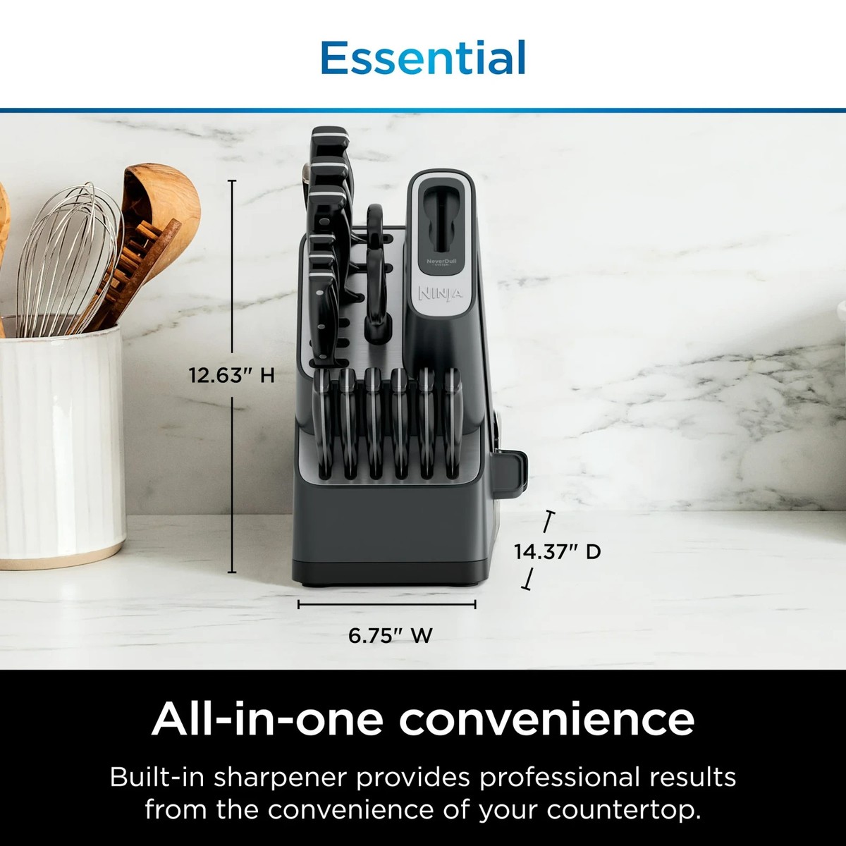 nerudesignworks EXTENSHIONTABLE bkフルセット Ninja - Foodi NeverDull Premium 14-Piece Knife Block Set with