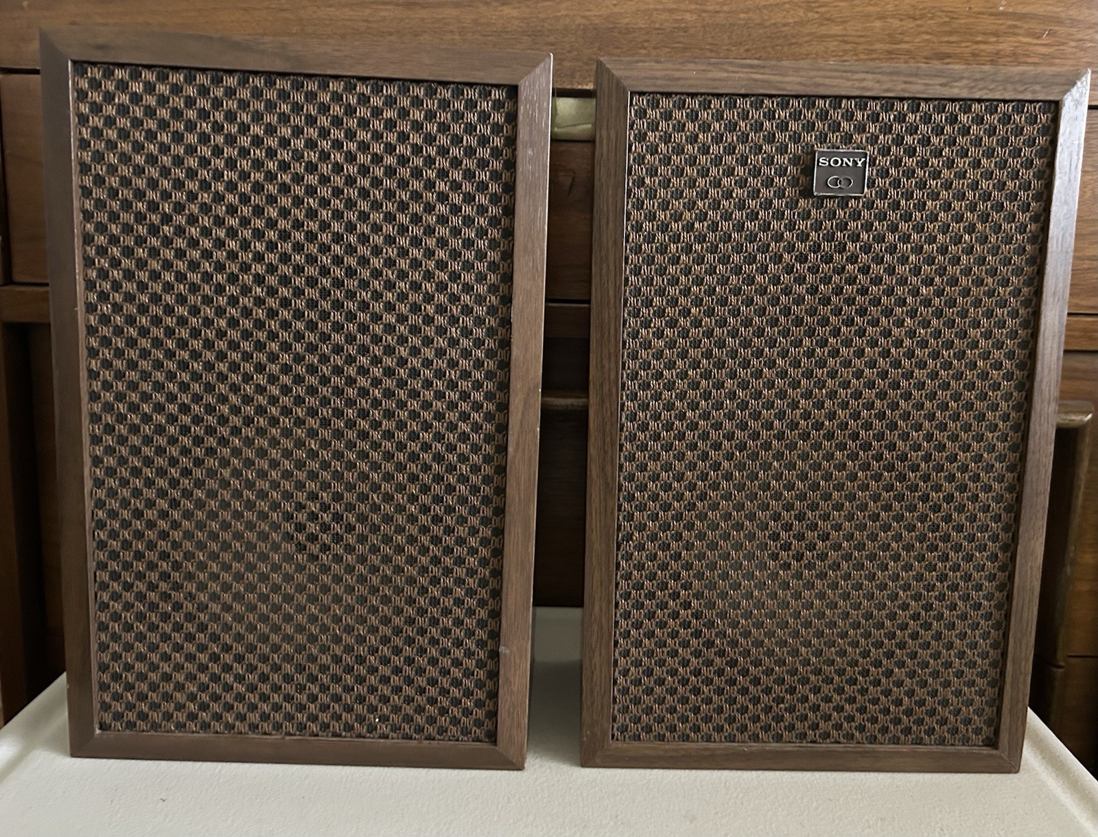 Vintage SONY Walnut Bookshelf Speakers Set of 2 70s Style Working