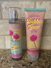 Bath  Body Works BUBBLEGUM POP Body Cream  Fine Fragrance Mist 8 oz. NEW SET