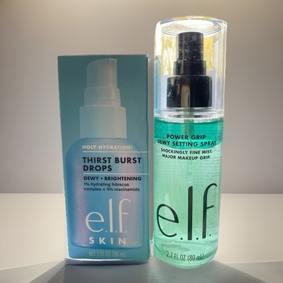 NEW e.l.f. Dewy Skin Beauty Set ~Holy Hydration Drops + Power Grip Setting Spray