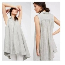 Free People 'Young Spirit' Striped Dress Tunic Lagenlook Asymmetrical Hem XS