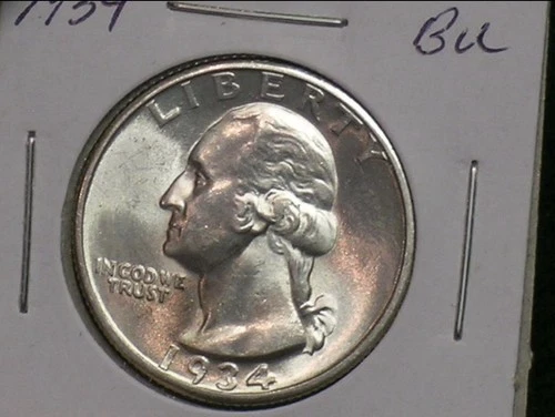 1934-P WASHINGTON QUARTER BU/UNC MEDIUM MOTO HIGH GRADE!!