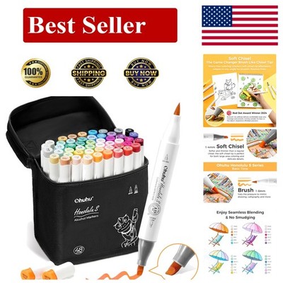 Master Your Creativity with 49-Count Alcohol Marker Set - Brush & Chisel Tips