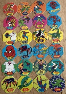 Pogs BN Spider Man Marvel lot de 25 pogs volants comics bande dessinée
