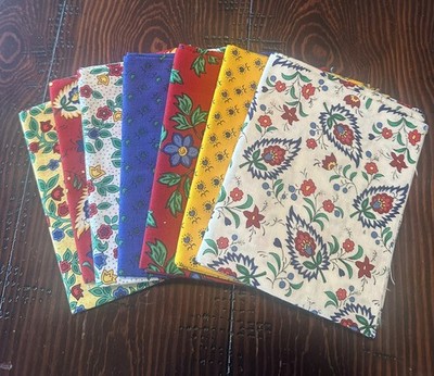 Clothworks 7 Vtg Quilting Cotton Fabric FAT QUARTERS Bundle 18  x 21/22 