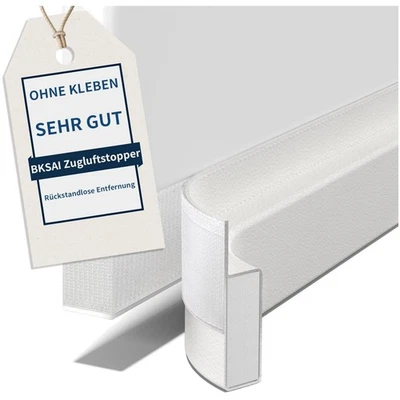 Zugluftstopper Tür Fenster Windschutz 100cm ohne Kleben Isolierung Weiß