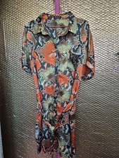 Pink Clove Size 20 Orange Snakeskin Print Knee Length Shirt Dress (1025/242/v)