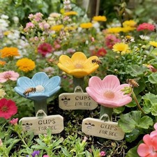 Flower-Shaped Ceramic Bee Watering Station, Bath for Bees, Colorful Butterfly