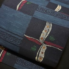 Nagoya Obi Belt Band Hassun Pure Silk Kimono Matsuba Pattern Tsumugi Japan K2014