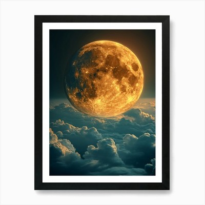 Vollmond über Wolken Kunstdruck gerahmt Wandbild Poster Leinwanddruck Bild