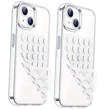 Anteel 2 Pack Silicone Suction Cup Phone Case Mount Double Sided, Translucent