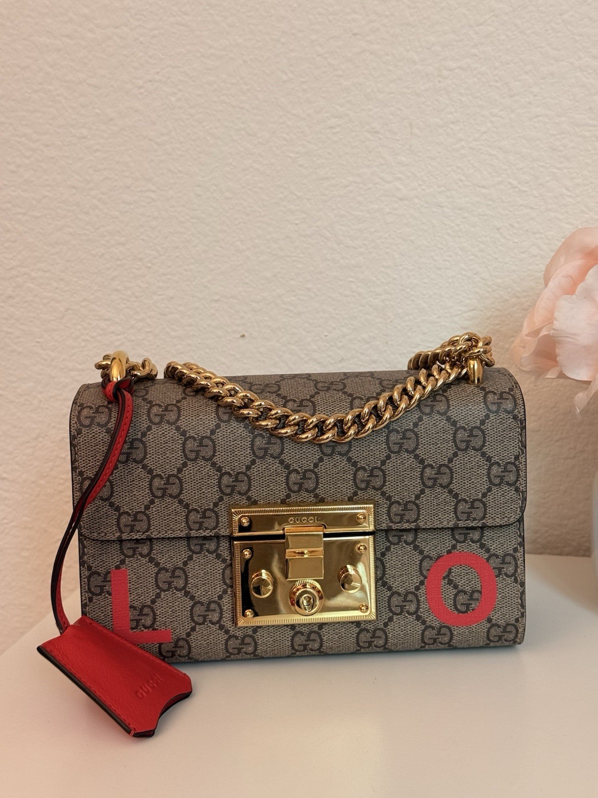 Authentic Gucci Small Padlock GG Supreme "LOVE" Shoulder Bag w/ dust bag