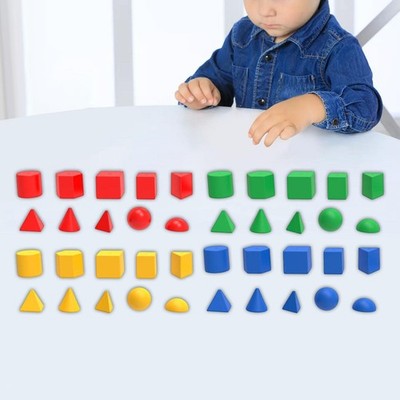 40Pcs Geometric Shapes Blocks Math Manipulatives Pattern Blocks