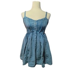 Urban Outfitters Preston Corset Mini Dress In Smoke Blue Milkmaid Short - XS