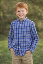 Ralph Lauren Classic Fit Plaid Cotton Oxford Button Down Shirt Boys L Blue