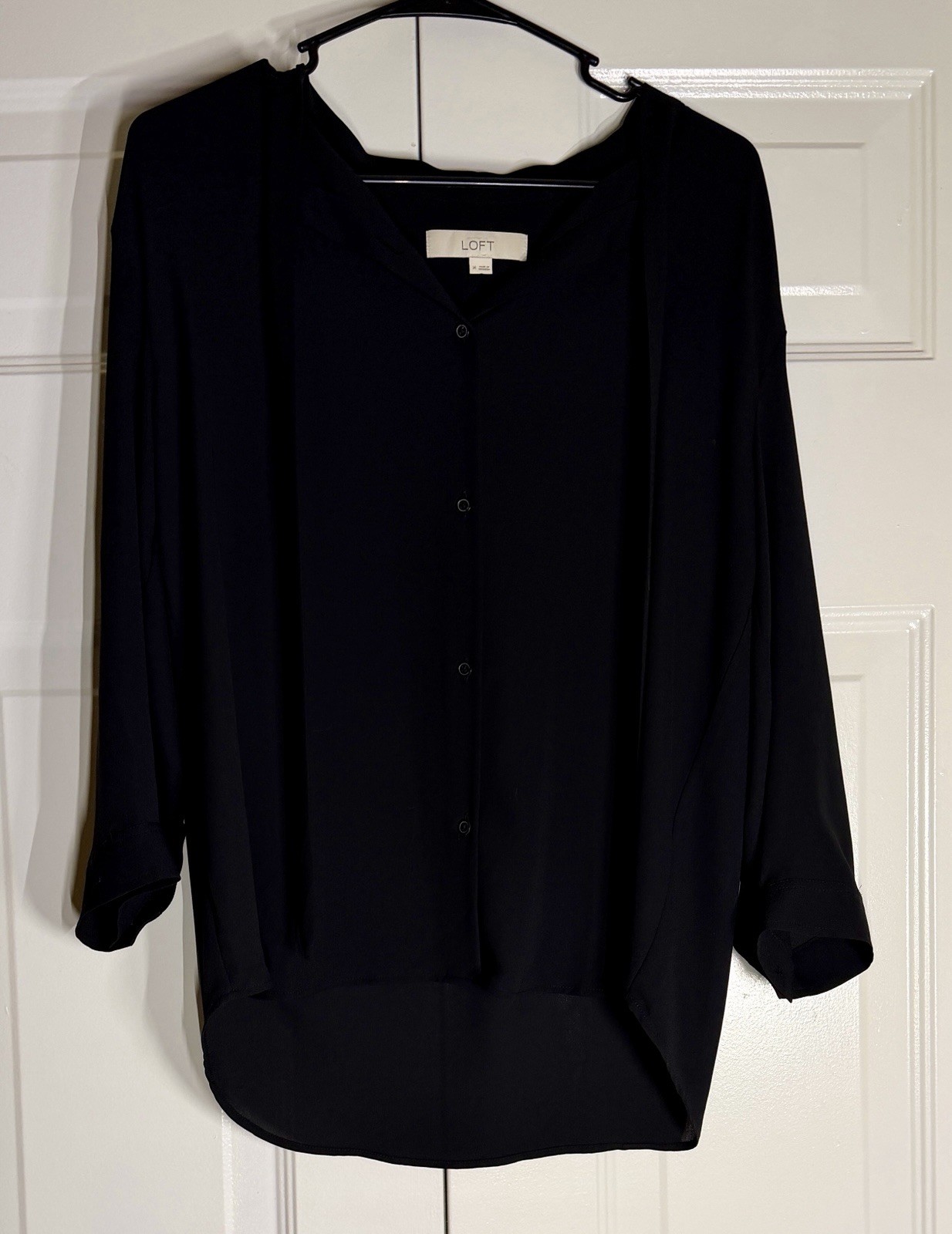 LOFT Sheer Polyester Button Down Blouse With Alte… - image 2