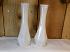 Lot of 2 Vintage 8.5" White Milk Glass Bud Vases