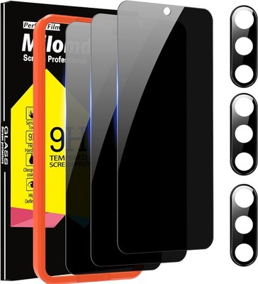 Milomdoi [3+3 Pack] for Samsung Galaxy S23 Privacy Screen Protector Black-S23 