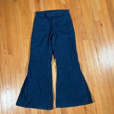 Vintage 80s Navy Dungarees Sailor Bell Bottom Denim