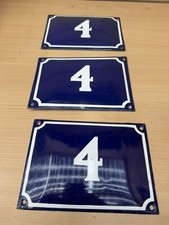 ALTE EMAIL EMAILLE Emailleschild Emailschild  HAUSNUMMER 4 BLAU/WEISS 20 x 14 cm
