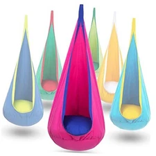  Kids Pod Swing Seat, Hanging Hammock Chair Swing with Inflatable Pink/Blue