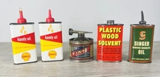 Vintage Advertising Can Lot Shell Standard Finol Singer Oiler Gas And Oil