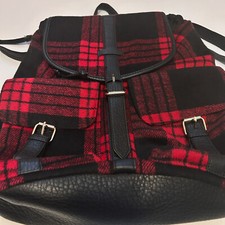 New Plaid Backpack Buffalo Check Black And Red Purse Satchel Adjustable $45