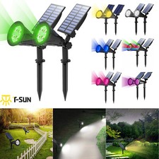 2 Pack Solar Powered Spotlight Outdoor Garden Lawn Landscape Waterproof LED Lamp