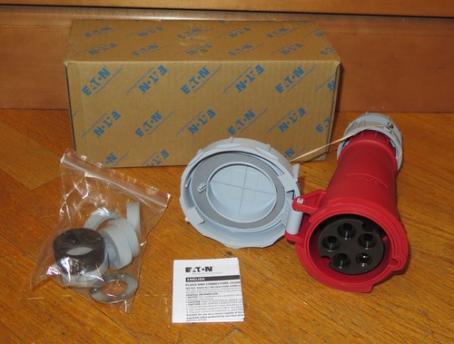 IEC 309 Eaton AH530C7W Pin de 30 amperios y manguito receptáculo, 4 polos, 5 cables, 277/480 V - Imagen 1 de 9