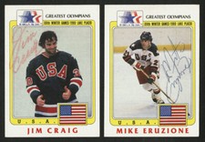 1983 TOPPS GREATEST OLYMPIANS 33 JIM CRAIG 2X SIGNED 36 MIKE ERUZIONE AUTOGRAPH 