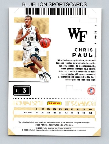 2020-21 Panini Contenders Draft Picks Game Ticket Red #38 Chris Paul - Picture 2 of 2