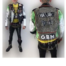 Handmade Men's Heavy Metal Studded Patches Jackets, Biker Leather Jacket, Sale! - Image 1